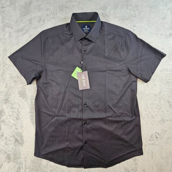 Tom Blaine Shirt Mens XL Black Dotted Button Performance Collection Slim Fit NEW - Picture 4 of 12